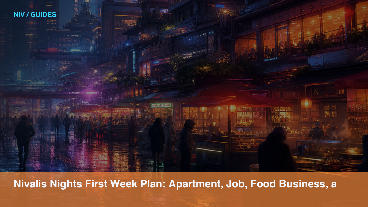 Nivalis Nights First Week Plan: Apartment, Job, Food Business, and District Priorities Nivalis public media thumbnail